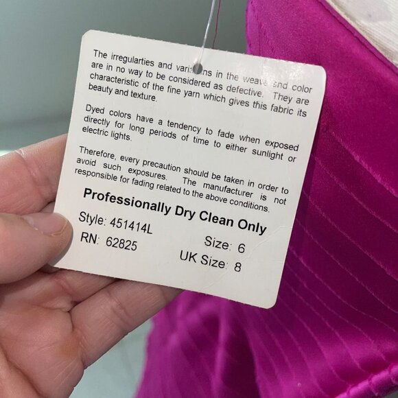 Tadashi Vintage Womens Tiered Gown Size 6 Pink Strapless Made In USA New - Picture 9 of 16